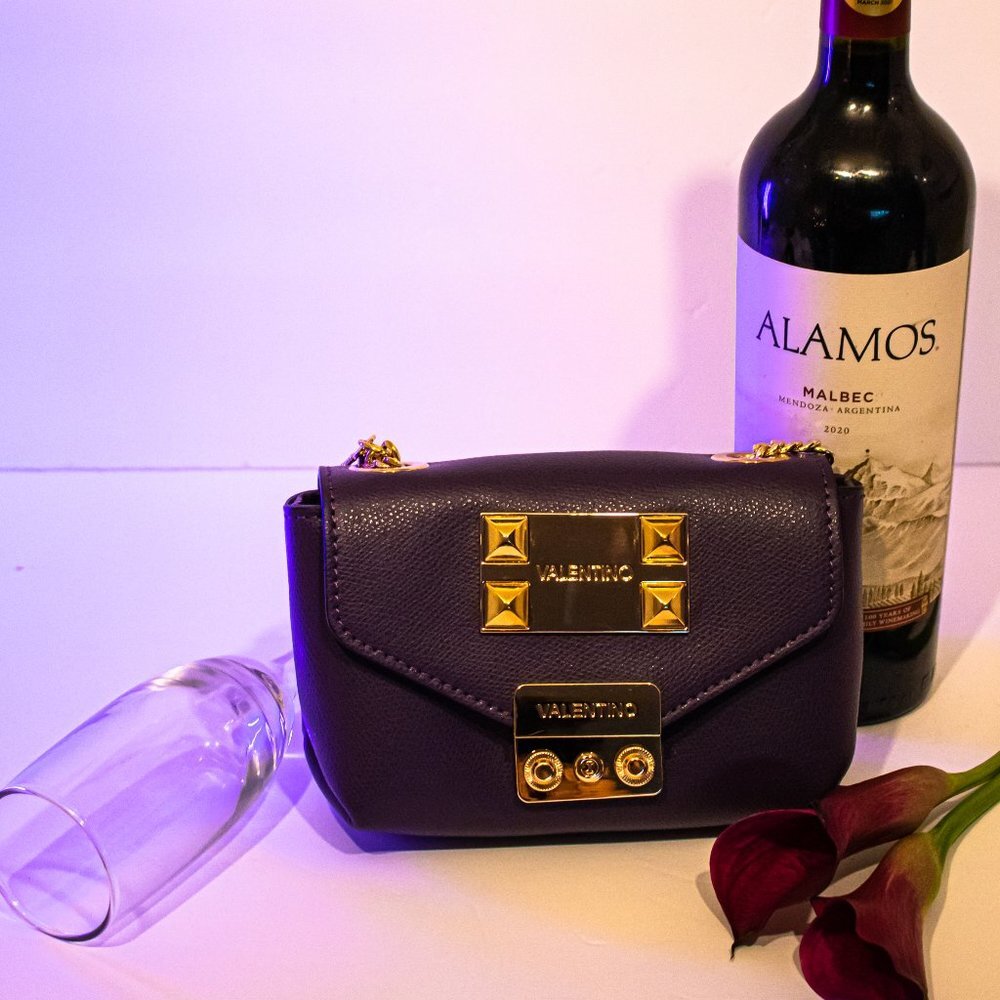 NWT Leather Lola by Mario Valentino Clutch Purple- Unicorn